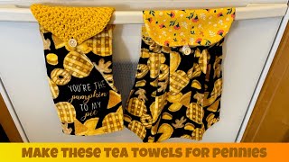 How to make these ADORABLE TEA TOWEL GIFTS for PENNIES teatowels kitchentowels craft [upl. by Nevram714]