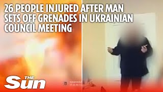 26 People injured after man sets off grenades in Ukrainian council meeting [upl. by Annaohj]