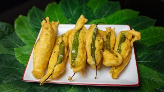 Mirchi Bajji North Karnataka style  Menasinakai bajji  How to make chilli bajji [upl. by Milissent]