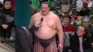 稀勢の里、初優勝！！優勝インタビュー＆表彰式フルバージョン大相撲20171月場所sumo [upl. by Neemsaj]