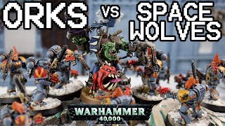 Orks vs Space Wolves Warhammer 40000 battle report  narrative  90ppts [upl. by Tita]