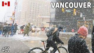 🇨🇦 【4K】❄️❄️❄️ EXTREME SNOWSTORM in Downtown Vancouver BC Canada 2024 [upl. by Arahsit]