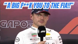 Max Verstappen Showing Protest to FIA by Giving Cold Boring Annoying Answers to the press [upl. by Tnirb]