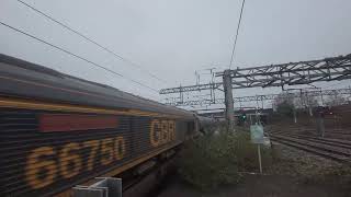 Nuneaton train GBRF 66750  66752 [upl. by Amahcen]