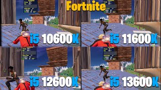 i5 10600K vs 11600K vs 12600K vs 13600K  Fortnite Performance Mode [upl. by Aiepoissac]