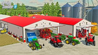 NEW 80X200 MACHINE SHED ON GIANT AMERICAN FARM EXPANDING THE FARM  FS22 [upl. by Eiboj606]