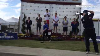 CIF swimming amp diving sights amp sounds Watch Los Altos Albert Gwo receive medals for winning 50 10 [upl. by Manara]