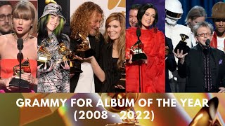 GRAMMY FOR ALBUM OF THE YEAR WINNERS AND NOMINEES FROM 2008 TO 2022 [upl. by Hinze135]