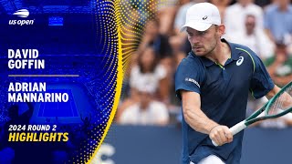 David Goffin vs Adrian Mannarino Highlights  2024 US Open Round 2 [upl. by Keon6]