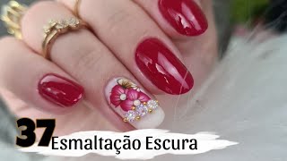 Esmaltação Tom Escuro aplicação de adesivospedraria  Curso manicure e pedicure 37°aulas [upl. by Akelahs764]