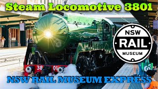 Steam Locomotive 3801  NSW Rail Museum Express 19th November 2023 [upl. by Nodyl]