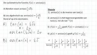 De cyclometrische functie fx  arctanx VWO wiskunde B [upl. by Lussier]