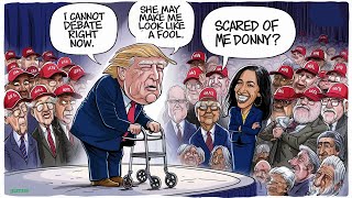 CARTOONS ELECTION DEBATE KAMALA JULY 26 TRUMP COMEDY SATIRE TRUMP KAMALA CARTOONS [upl. by Niwrehs]