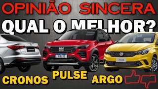 Comparativo entre Fiat Pulse Argo Trekkin Argo SDesign e Cronos  Briga acirrada dentro de casa [upl. by Marice]