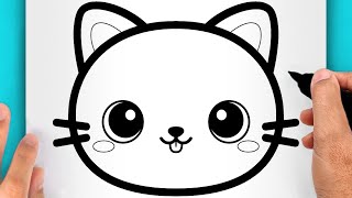 DISEGNI FACILI COME DISEGNARE UN GATTO KAWAII VIDEO DI DISEGNI [upl. by Joachima]