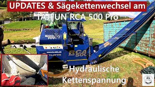 UPDATES amp Sägekettenwechsel am TAJFUN RCA 500 Pro Sägespaltautomat  Hydraulische Kettenspannung [upl. by Retsae699]