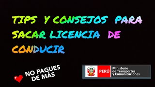 TIPS Y CONSEJOS PARA OBTENER TU LICENCIAS DE CONDUCIR O RECATEGORIZAR mtc licenciadeconduccion [upl. by Idnem]