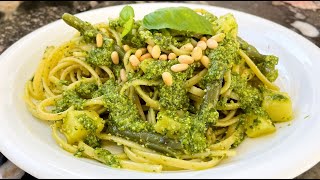 PESTO GENOVESE CON FAGIOLINI E PATATE classic recipe incl green beans amp potatoes [upl. by Enilra979]