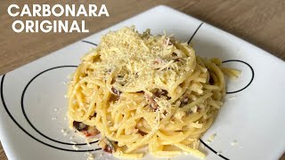 PASTA CARBONARA ORIGINAL SOLO 6 INGREDIENTES súper fácil y deliciosa [upl. by Suhpoelc]