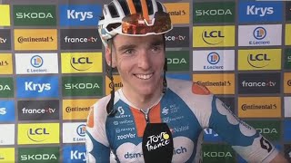 ROMAIN BARDET  GAGNE LÉTAPE 1 ET EST LEADER DU TOUR DE FRANCE 2024  INTERVIEW À LARRIVÉE [upl. by Alessig45]