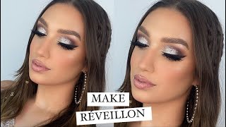 MAKE PARA REVEILLON NA PRAIA MAQUIAGEM GLAM COM BRILHO [upl. by Su]