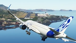 MADEIRA Landing Challenge in Flight Simulator 2020 Thrustmaster Airbus Edition [upl. by Enilegnave]