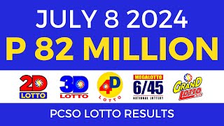 Lotto Result Today 9pm July 8 2024  PCSO Complete [upl. by Anaitit299]