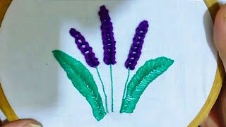 Ribbon Embroidery  Lavender plant  Hand Embroidery  In HindiUrdu zouqoshauq ribbonembroidery [upl. by Bili]