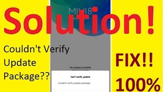 Hindi Couldnt verify update package solution Mi phoneSolution [upl. by Ayotal]