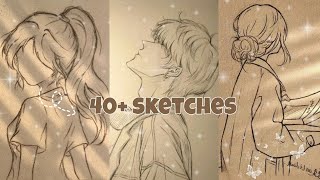 40 sketches ideas 🤍🌷 aesthetic sketches [upl. by Ednil]