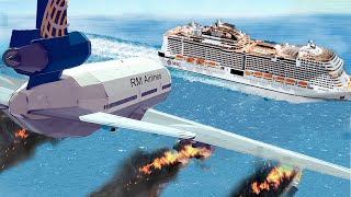 Airplane Crashes Into Big Ship After Engine Exploded  Emergency Landings  Besiege Plane Crash [upl. by Getter5]