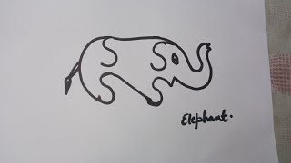 How to Draw elephant letter s very easy Drawing trick [upl. by Rekrap]