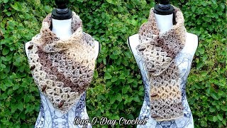 Crochet a Beautiful COWL – Quick amp Easy ONE ROW REPEAT Design [upl. by Oxley]