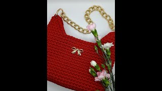 Torebka  rogal na szydełku ze sznurka poliestrowego 5mm Crochet shoulder bag [upl. by Bronder]