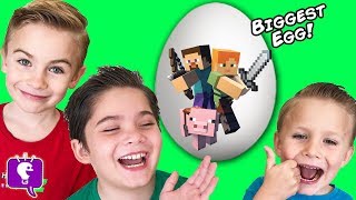 Giant MINECRAFT Adventure Egg with HobbyKidsTV [upl. by Lalo]