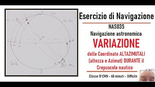 NAS035  VARIAZIONE delle COORDINATE ALTAZIMUTALI di un astro DURANTE il crepuscolo nautico  60min [upl. by Atteugram]