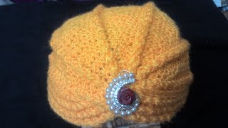 Turban Topi in easy Hindi Knitting टर्बन टोपी कैसे बनायीं जाये   Knitting Hindi [upl. by Kisung]