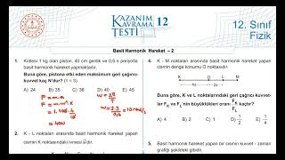 Test12Basit Harmonik Hareket2 Meb Kazanım Kavrama Testi 12 Sınıf  KK12 [upl. by Stimson]