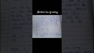 Newtons law of cooling physics class 11 chapter 11 shorts physics class11 viralvideo notes [upl. by Glad884]