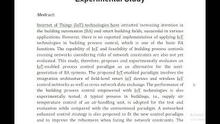 An IoT Enabled Control Paradigm for Building Process Control An Experimental Study [upl. by Ynneh]