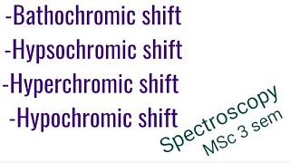 Bathochromic  Hypsochromic  hyperchromic  hypochromic shift MSc 3 sem [upl. by Stoughton]