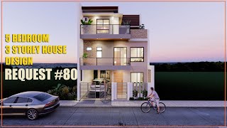 5 BEDROOM 3 STOREY HOUSE DESIGN REQUEST 80 SCHEME 1 [upl. by Tesler948]