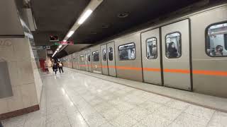 Athens Metro Airport Train departing at Monastiraki Station [upl. by Frazer]