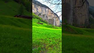 Village Beauty  Lauterbrunnen Switzerland🇨🇭switzerland nature travel waterfall fyp shorts [upl. by Bonner]