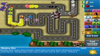 Bloons Tower Defense 4  Track 1 Walkthrough  Hard  No Lives Lost Wizard Strategy Part 1 [upl. by Feeley]