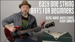 ACDC Queen White Stripes Super Easy Beginner Guitar Riffs on One string [upl. by Sunda]