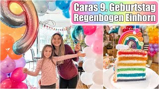 Claras 9 Geburtstag 🎂 Regenbogen Candy Cake backen Einhorn Sternenschweif Party Deko Mamiseelen [upl. by Frederich]