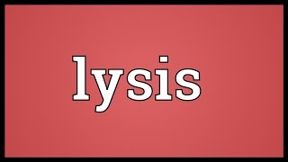 Lysis Meaning [upl. by Trakas]