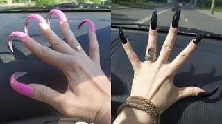 Very long nails vs short black nails [upl. by Mikahs]