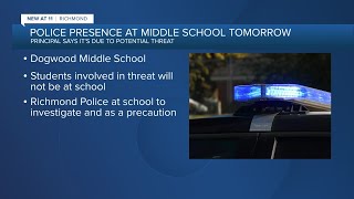 Richmond middle school to have increased police presence following potential threat [upl. by Yrovi765]